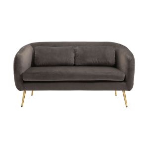 Roanna Two Seat Sofa - Carbon - Silver + Brass Legs