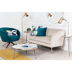 Roanna Two Seat Sofa - Chalk - Silver + Brass Legs