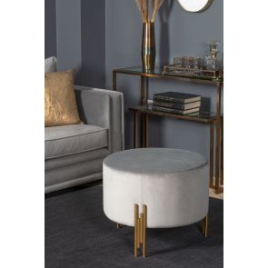 Rubell Large Stool Dove Grey Brass base