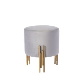 Rubell Stool Dove Grey Brass base