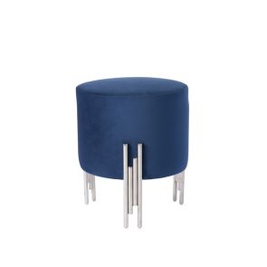 Tabouret Rubell bleu-noir, piétement argenté