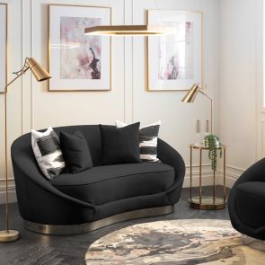 Selini 2-Sitzer Sofa - Chrom Basis - Schwarz 