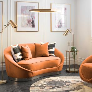 Selini 2-Sitzer Sofa - Chrom Basis - Kürbisorange -