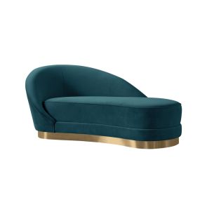 Selini Chaiselongue - Messing Basis - Pfauenblau