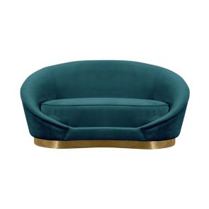 Selini 2-Sitzer Sofa - Messing Basis - Pfauenblau 