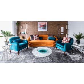 Selini 3-Sitzer Sofa - Silber Basis - Kürbisorange 