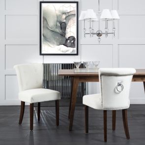 Positano Dining Chair with Back Ring / Walnut legs- Cream