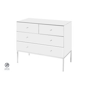 Stiletto Toughened White Glass and Chrome Chest of Drawers