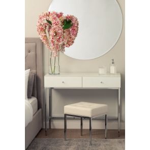 Stiletto Toughened White Glass and chrome Console Table