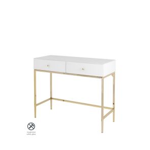 Stiletto Console / toletta in Ottone e in Vetro bianco temprato