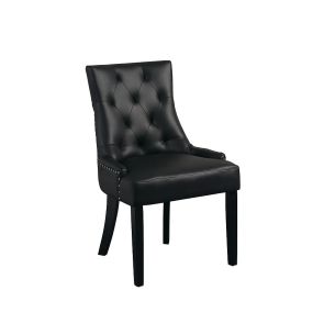 Silla de comedor Torino con anillo trasero - Cuero PU negro