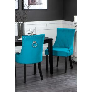 Torino Eetkamerstoel met Rug Ring Turquoise