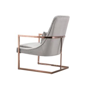 Fauteuil Vantagio gris colombe, base cuivrée