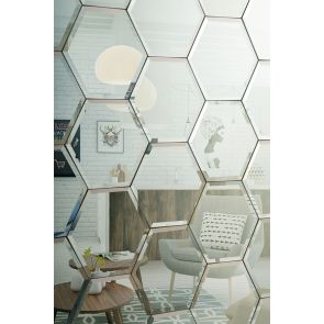 Jeu de tuiles miroir murale hexagonal