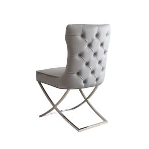 Chaise Wexler gris colombe, piétement argent