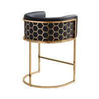 Alveare Counter Stool Brass – Black Faux Leather