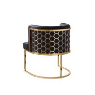 Alveare Dining Chair Brass – Black Faux Leather