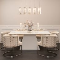 Loretta Table and 6 Alveare Silver Chairs - Chalk