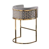 Alveare Counter Stool Brass - Dove Grey