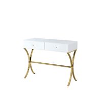 Aurelia White Glass and Champagne Gold Console Table