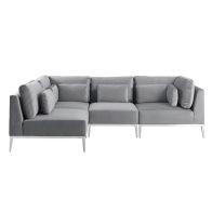 Cassie Left Hand Corner Sofa – Dove Grey – Stainless Steel Base