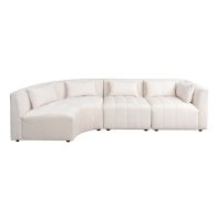 Essen Left Hand Curved Corner Sofa – Ivory Chenille 