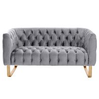 Grosvenor Two Seat Sofa - Dove Grey - Brushed Brass