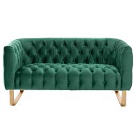 Grosvenor Two Seat Sofa - Bottle Green - Brushed Brass