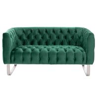 Grosvenor Two Seat Sofa - Bottle Green - Brushed Silver
