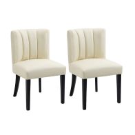 Set of 2 Hatfield Dining Chairs - Cream Faux leather  