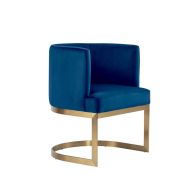 Lasco Dining Chair - Navy - Brushed Brass Base