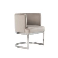 Lasco Dining Chair – Taupe - Brushed Stainless Steel Base