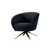 Brodie Swivel Chair - Black - Brass Base