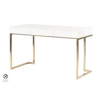 Lorenzo White Glass Desk