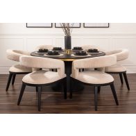 Brewster 6-8 Seat Black Dining Table and 6 Madison Dining Chairs