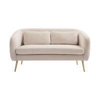 Roanna 2-zitsbank Krijtwit - Zilveren + Messing Poten