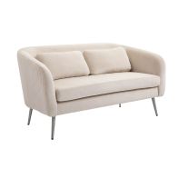 Roanna Two Seat Sofa - Chalk - Silver + Brass Legs