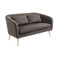 Roanna Two Seat Sofa - Carbon - Silver + Brass Legs