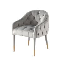 Sophia Dining Chair - Grey - Brass Caps