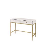 Stiletto White Glass and Brass Console Table