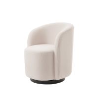 West End Swivel Dining Chair - Ivory Borg - Black Base 