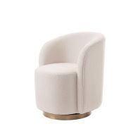 West End Swivel Dining Chair - Ivory Borg- Brass Base