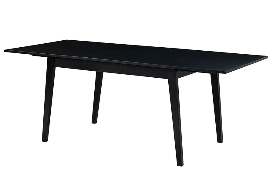 Product photography of a wooden black extending dining table